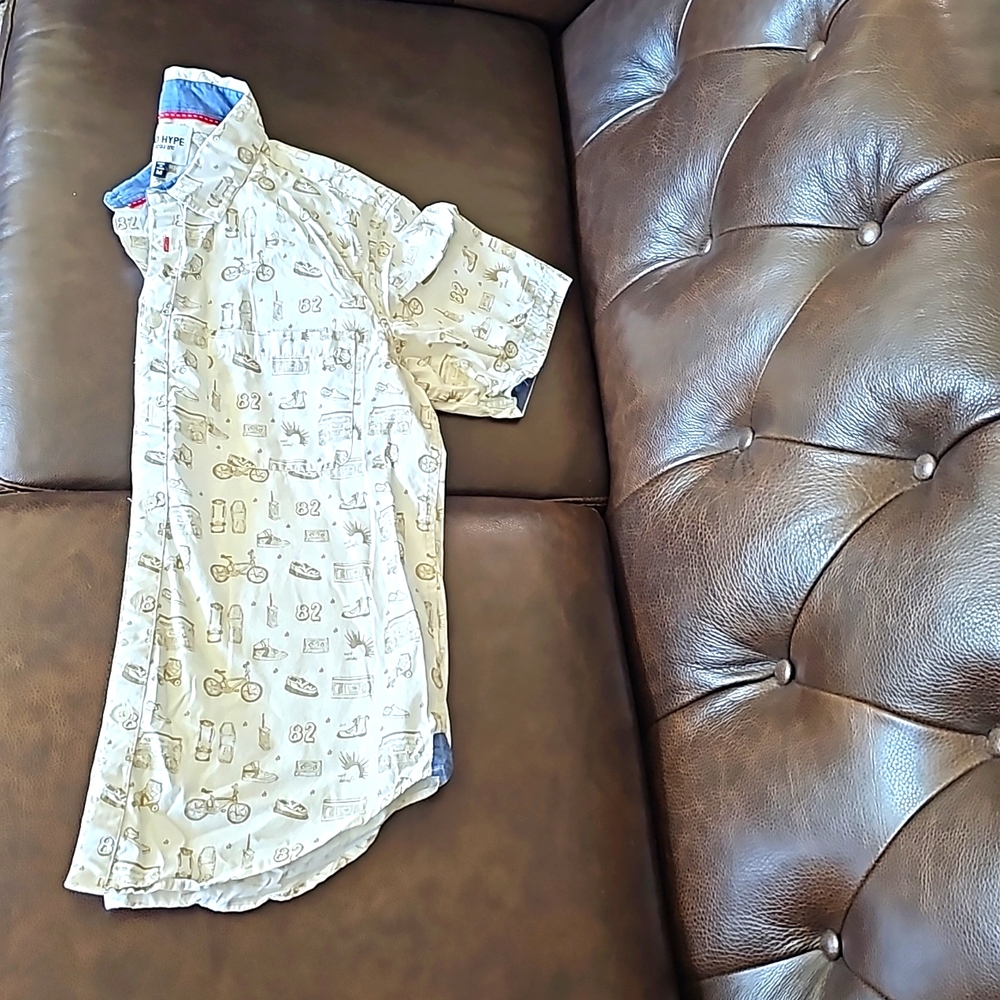 Men Button down shirt, 100% Cotton, Short Sleeve